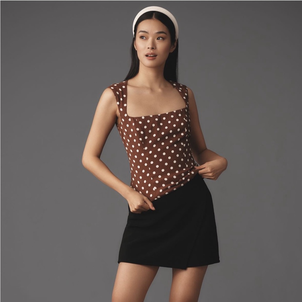 Reformation polka dot corset top